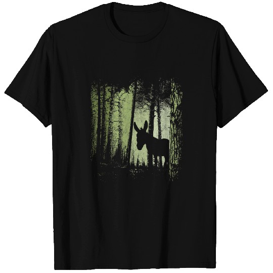 Donkey Pet Twilight Forest Wildlife Donkey Mule Silhouette T-Shirts