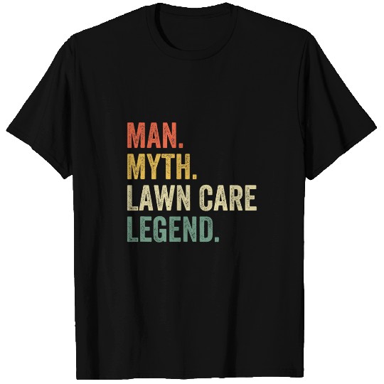 Lawn Mower Fun Man Myth Lawn Care Legend Funny Mowing Gardener Dad Retro T-Shirts