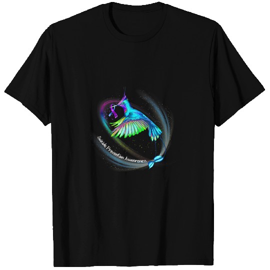 suicides Prevention 988 Ribbon Hummingbird Purple Blue Ribbon suicides Prevention Awareness 6 T-Shirts