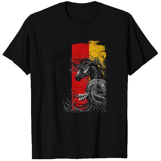 Horse Pet Germany German Flag Black Aboriginal Horse Vintage T-Shirts