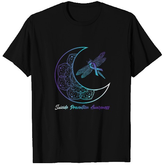 suicides Prevention 988 suicides Depression Moon Dragonfly T-Shirts