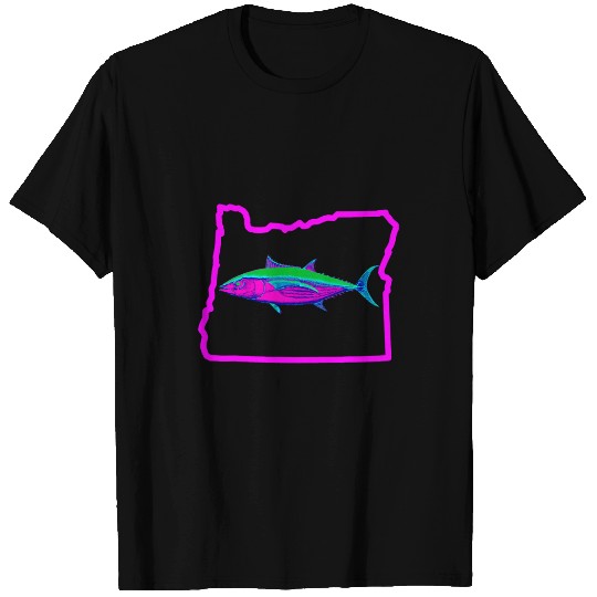 Fishing Fun Oregon State Albacore Tuna Rainbow Illustration Fishing Art T-Shirts