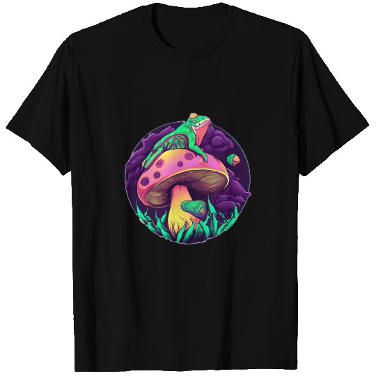 Frog Pet Cottagecore Kawaii Frog Sitting On Mushroom Fungi Goblincore6 14 T-Shirts