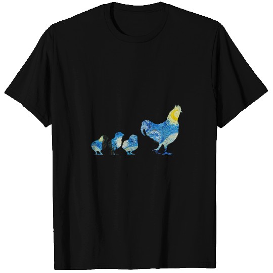 Chicken Pet Van Gogh Starry Night Aesthetic Art T-Shirts