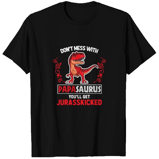 Dinosaur Pet Papasaurus Sunset Red Trex Fan Dinosaur Lover Jurasskicked T-Shirts