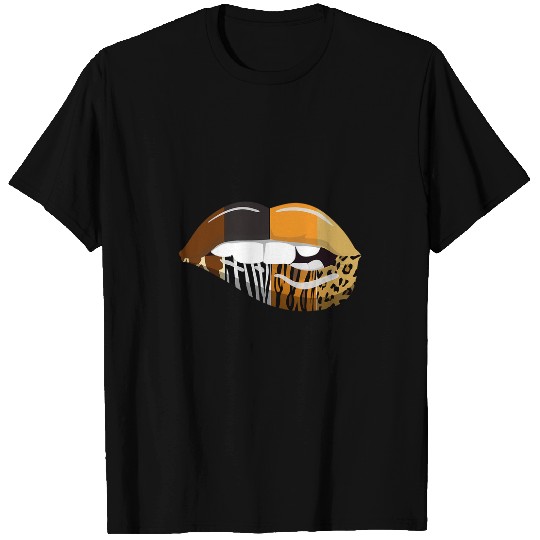 Giraffe Pet Sexy Biting Lips Animal Print Leopard Tiger Giraffes Zebra T-Shirts