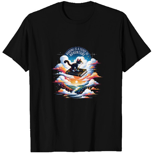 Book Fun Adventure Begins At Your Library Book Lovers Cat Lovers T-Shirts