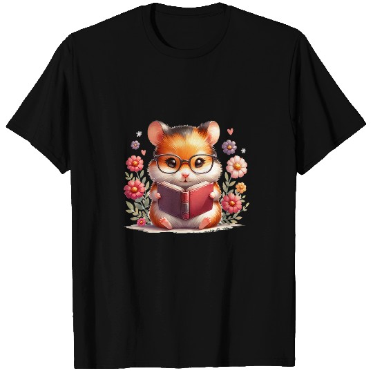 Book Fun Cute Hamster Reading Book Reader Bookworm Graphic T-Shirts