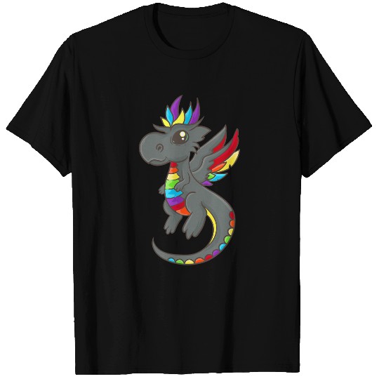 Dragon Pet The Black Rainbow Dragon Cute Kawaii Anime Japanese T-Shirts