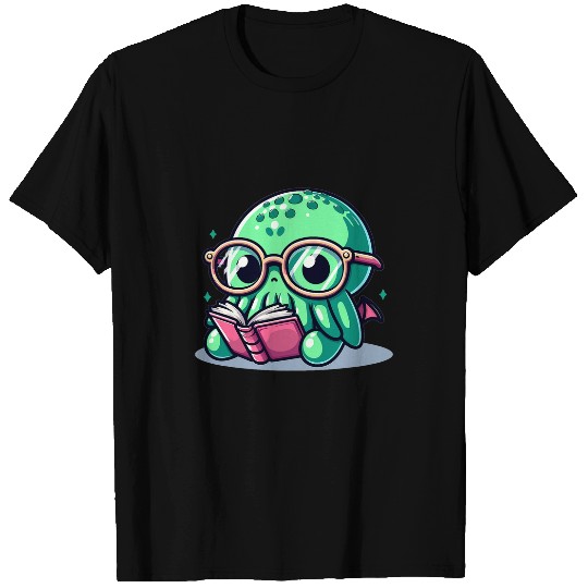Book Fun Adorable Book Lover Cthulhu With Reading Glasses Cute T-Shirts