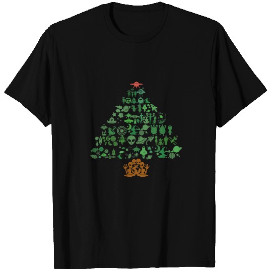 Aliens UFO Astronaut Holiday Christmas Tree UFO Alien Moon Spaceship ET T-Shirts