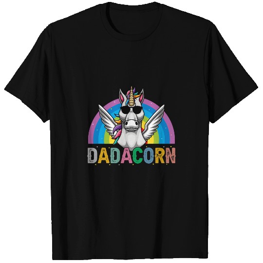 Unicorn Pet Dadacorn Awesome Rainbow Unicorn Rock n Roll For Fathers Day T-Shirts
