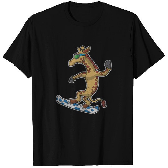 Giraffe Pet Snowboarding Giraffes Snowboard T-Shirts