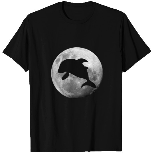 Dolphin Pet Gift Full Moon Night Ocean Sea Life Marine Animals T-Shirts