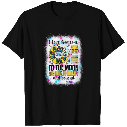 Autism Puzzle I Love Someone With Autism Moon And Back Support T-Shirts