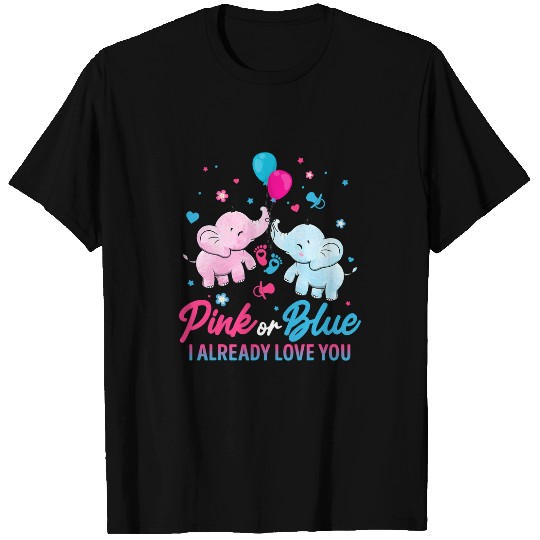 Elephant Mammal Gender Reveal Pink or Blue Boy or Girl Elephants Elephants T-Shirts
