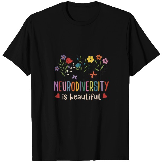 Autism Puzzle Neurodiversity Is Beautiful Autism Awareness Flowers Vintage T-Shirts