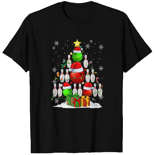 Sport Bowling Ball Pin Christmas Tree Decorations xmass Holiday T-Shirts