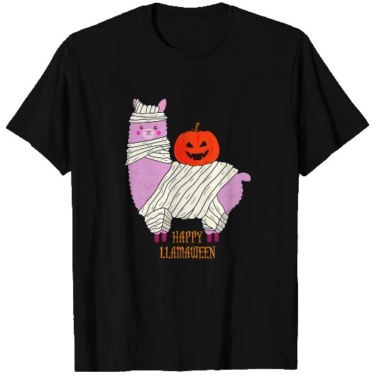 Llama Pet Funny Halloween Llama Happy Llamaween Men Women Kids T-Shirts