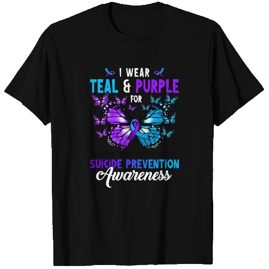 suicides Prevention 988 Ribbon I Wear Teal Purple For Someone T-Shirts