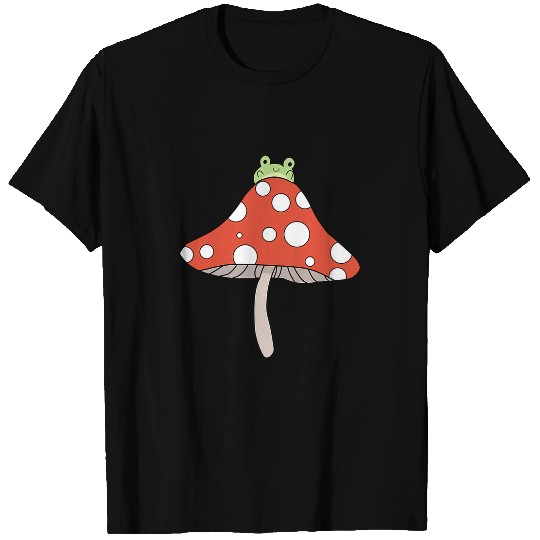 Frog Pet Cottagecore Kawaii Frog Sitting On Mushroom Fungi Goblincore4 3 T-Shirts
