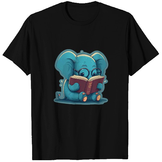 Discover Book Fun Sweet Baby Elephant Glasses Book Read Book Readers Reader 1 T-Shirts
