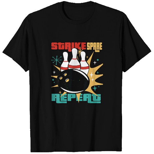 Discover Sport Bowling Strike Spare Repeat Bowling On Bowling Lane With Balls T-Shirts