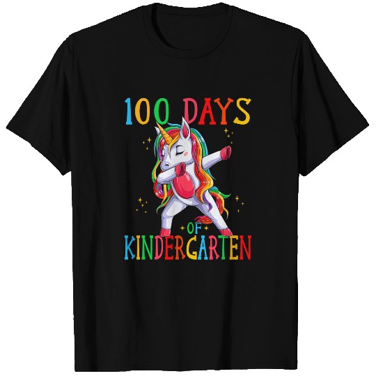 Unicorn Pet 100 Days Of Kindergarten Dab Unicorn Kindergartner Girl 1 T-Shirts