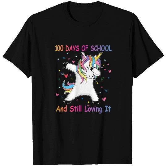 Unicorn Pet Funny  Unicorn 100 Days Of School Hearts 100th Day T-Shirts