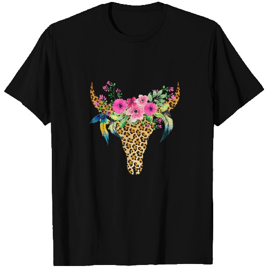Cow Pet BOHO Cow Bull Skull Leopard Gift For Cattle Lover T-Shirts