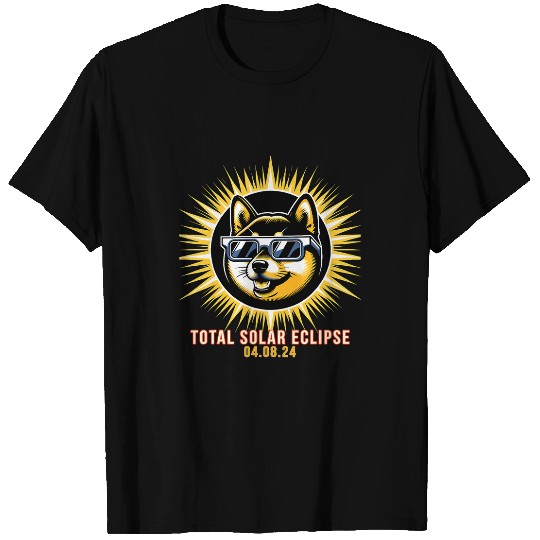 Black and tan Shiba Inu Watching Total Solar Eclipse T-Shirts
