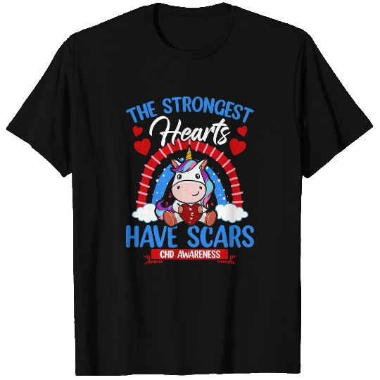 Unicorn Pet The Strongest Hearts Have Scars CHD Awareness Cute Unicorn 3 T-Shirts