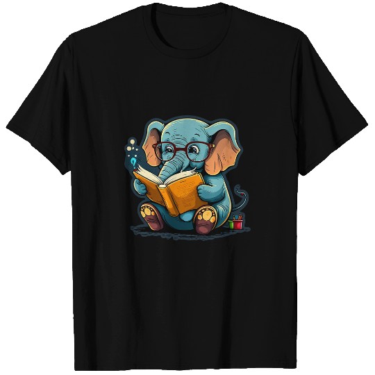 Discover Book Fun Sweet Baby Elephant Glasses Book Read Book Readers Reader 2 T-Shirts