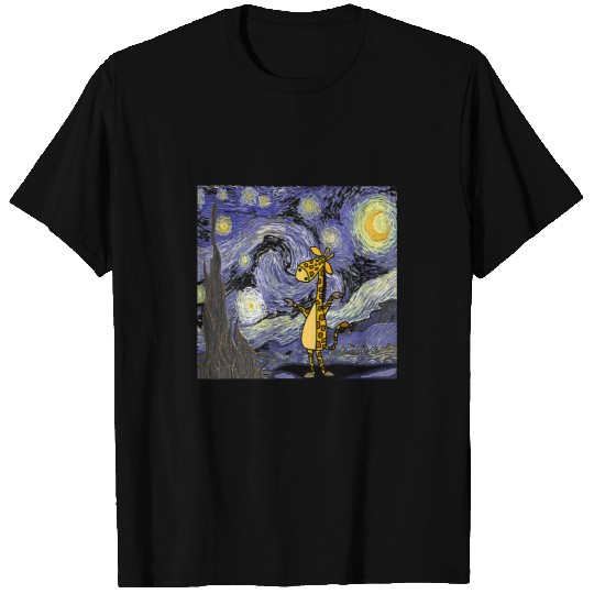 Giraffe Pet Starry Night Famous Painting Giraffes Lover Van Gogh T-Shirts