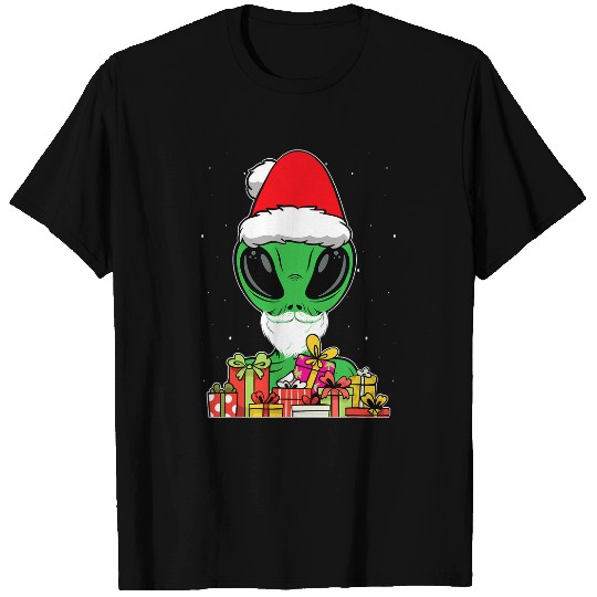 Aliens UFO Bearded Santa Alien Christmas Holiday Santa Hat Presents T-Shirts