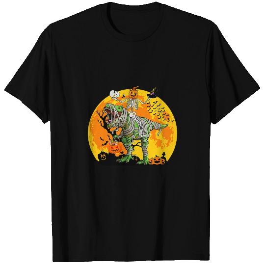 Dinosaur Pet Skull Riding Mummy Dinosaur T rexs For Boys Kids Halloween 3 T-Shirts