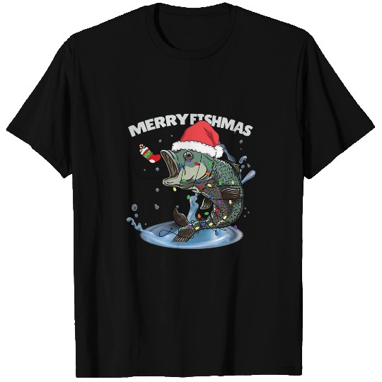 Fishing Fun Funny Bass Fishing Santa Hat Christmas Pajama Fishermen Fish 138 T-Shirts