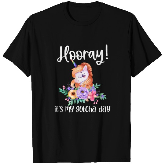 Unicorn Pet Kids Hooray Its My Gotcha Day Adoption Unicorn Adopting Gift 2 T-Shirts