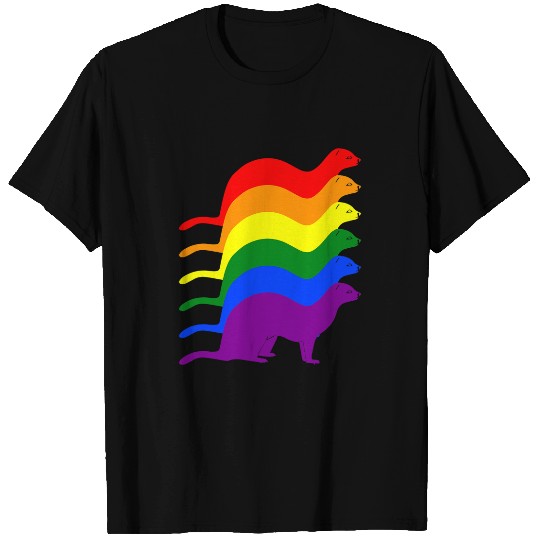 Ferret Pet LGBT Pride Gay Pride Ferret LGBT Rainbow Flag Awareness T-Shirts