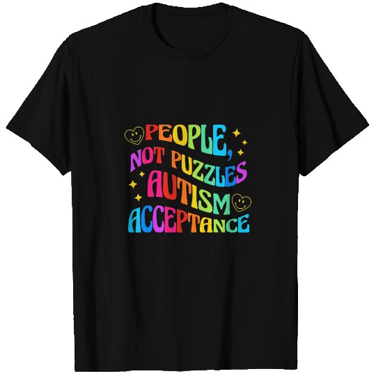 Autism Puzzle Neurodiversity people not puzzles Acceptance retro T-Shirts