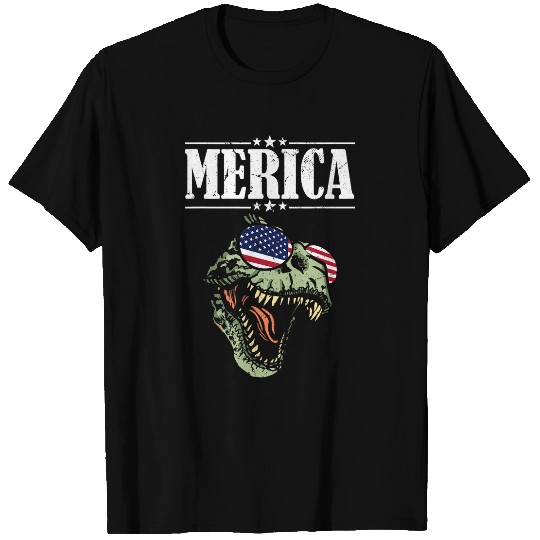 Dinosaur Pet TRex Tyrannosaurus USA Patriotic 4th of July Boys Outfit T-Shirts