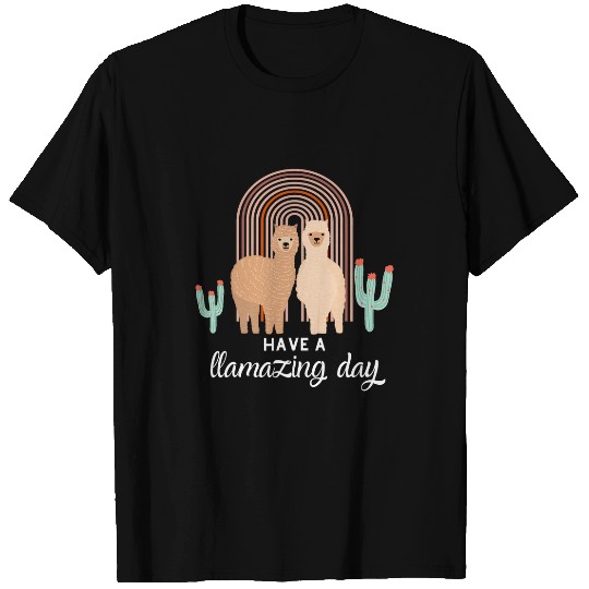 Llama Pet Cute Boho Llama Bohemian Rainbow Llamazing Day Positive T-Shirts