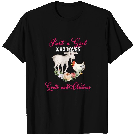Chicken Pet Just A Girl Who Loves Goatss And Chickens Floral Farm Animals T-Shirts