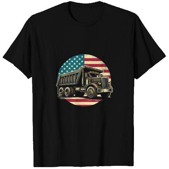 US American Flag Trucker Dump Truck Driver 4th of July T-Shirts
