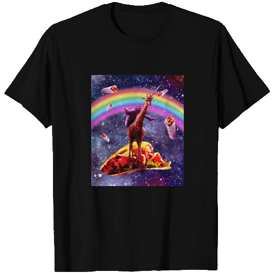 Giraffe Pet Unicorns Giraffes Ridable Space Sloth T-Shirts
