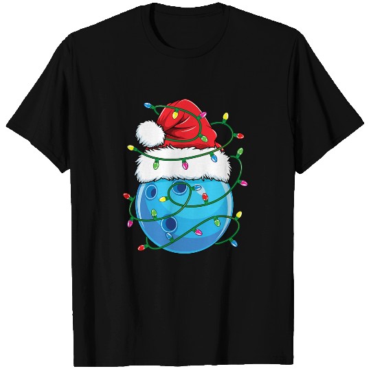 Sport Bowling Ball with Santa Hat Men Boys Christmas xmass Lights T-Shirts