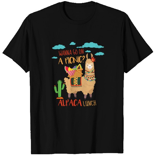 Llama Pet Costume Picnic Adventure Alpaca Picnic T-Shirts