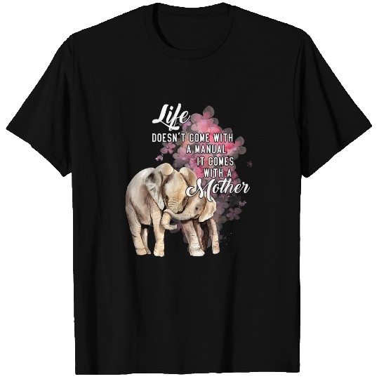 Elephant Mammal Happy Mothers Day Cute Baby Elephant Floral Women Grandma T-Shirts