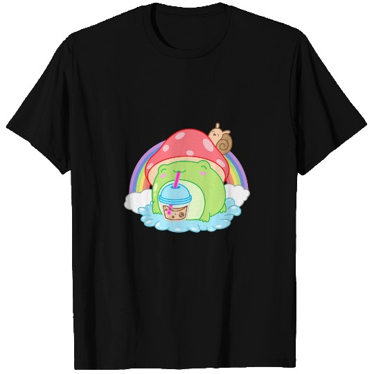 Frog Pet Cute Cottagecore Frog Boba Tea Bubble Retro Kawaii Aesthetic T-Shirts