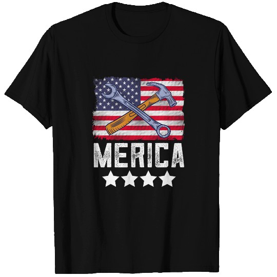 American Mechanic Merica 24th Of July USA Mechanic Dad T-Shirts